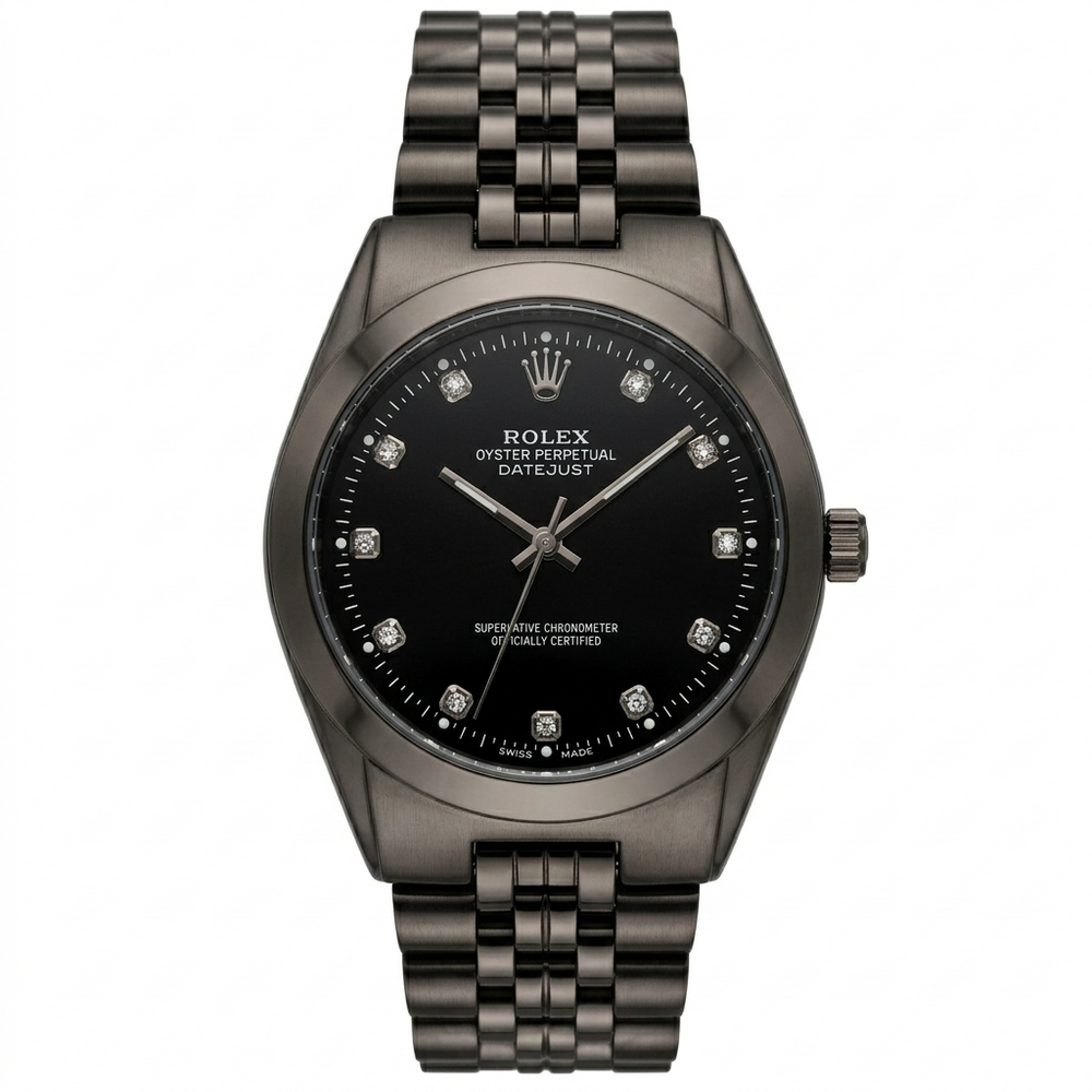 Rolex Datejust Inspired Watch Diamond Dial Stealth Edition