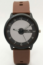 ICON Minimalist Classic Watch Black Dial Brown Leather Strap