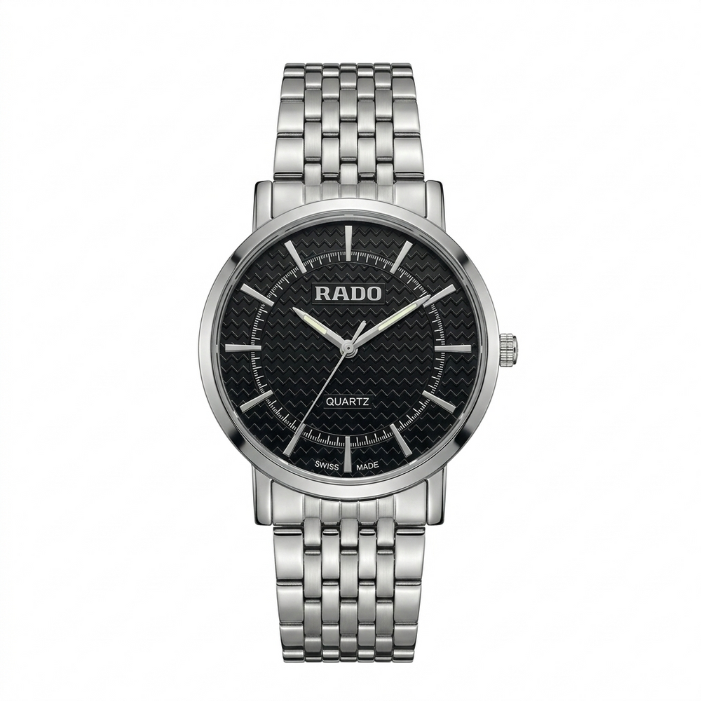 Rado Centrix Silver Steel Watch Textured Ebony Dial