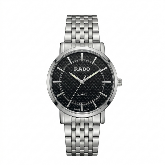 Rado Centrix Silver Steel Watch Textured Ebony Dial