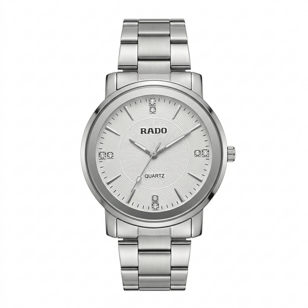 Rado Centrix Silver Watch Crystal Indices Sunray Dial