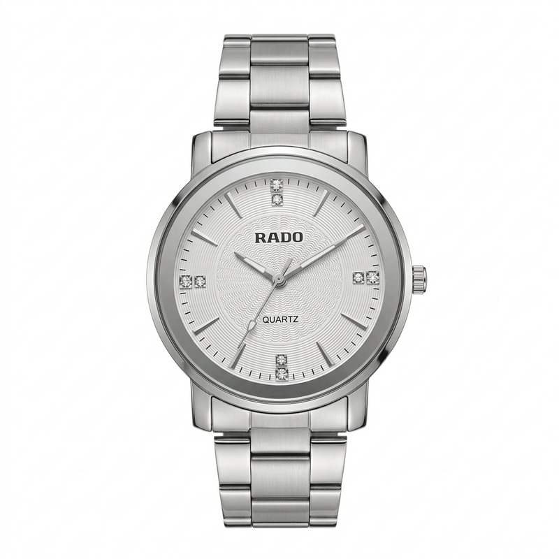 Rado Centrix Silver Watch Crystal Indices Sunray Dial