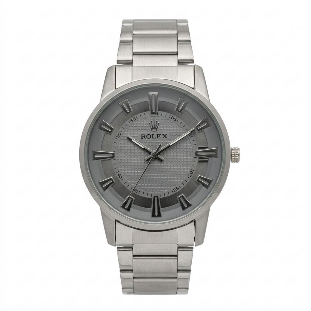 Rolex Oyster Style Steel Watch Slate Waffle Dial