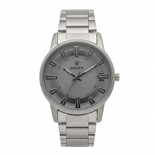 Rolex Oyster Style Steel Watch Slate Waffle Dial