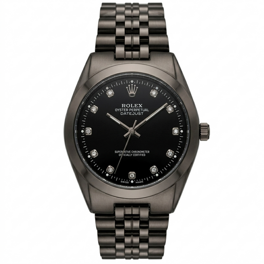 Rolex Datejust Inspired Watch Diamond Dial Stealth Edition
